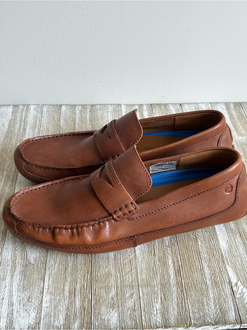 Clarks Markman Way Men’s Dark Tan Leather Driving Mocs Slip On Loafers Size 10M